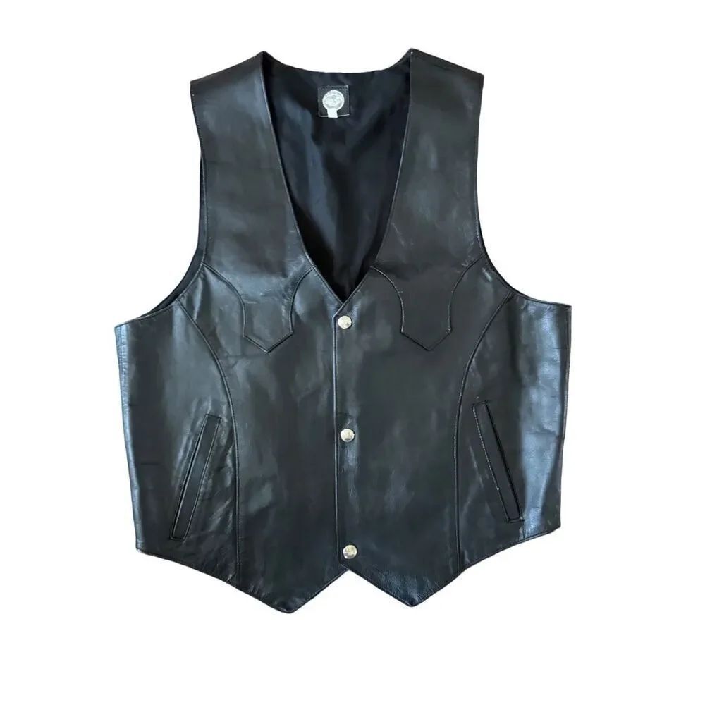 El Toro men’s 42 black leather vest biker vintage western large